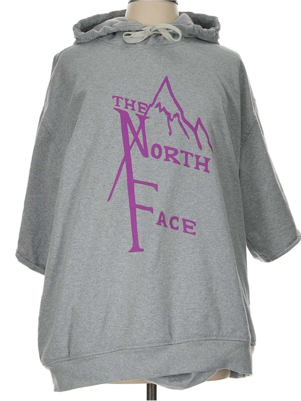 The North Face Gray Hoodie with Purple Graphic Logo